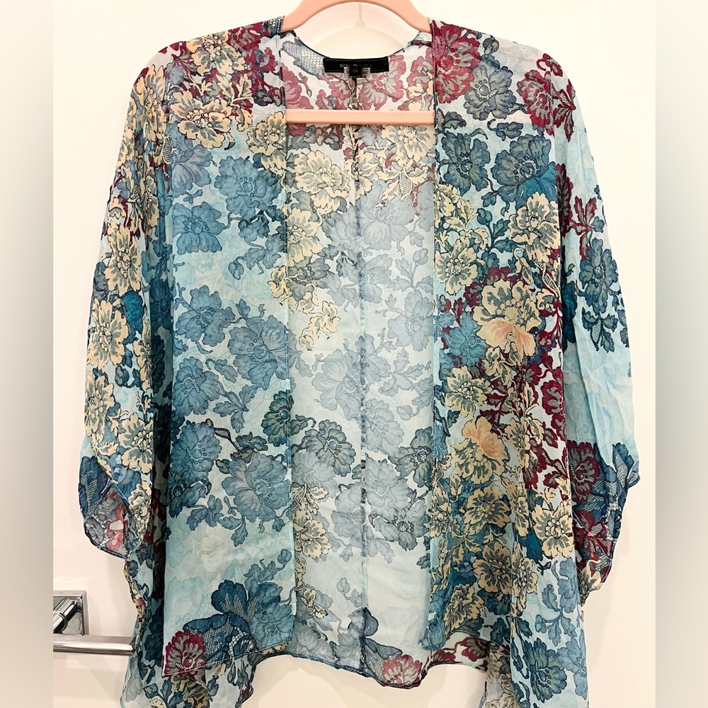 BCBG Chiffon Wrap, Blue Multi, One Size